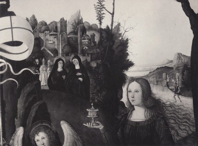 Anonimo — Coltellini Michele - sec. XVI - Santa Maria Maddalena e personaggi sullo sfondo — particolare